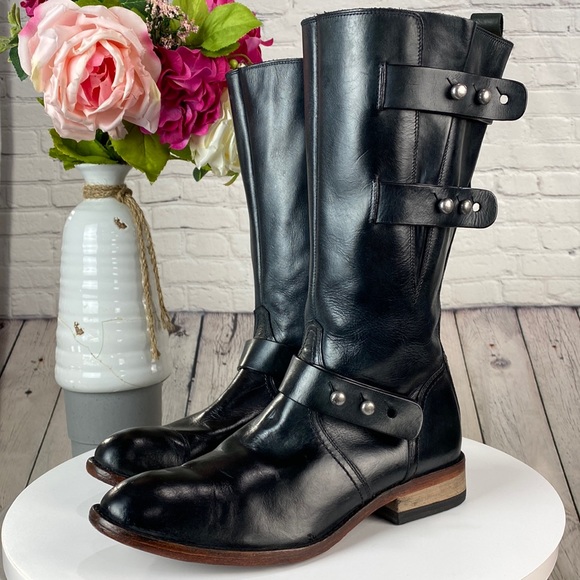 Lucchese Shoes - SPIRIT BY LUCCHESE Black Leaders Side Zip Up Adjustable Buckle Riding Boots